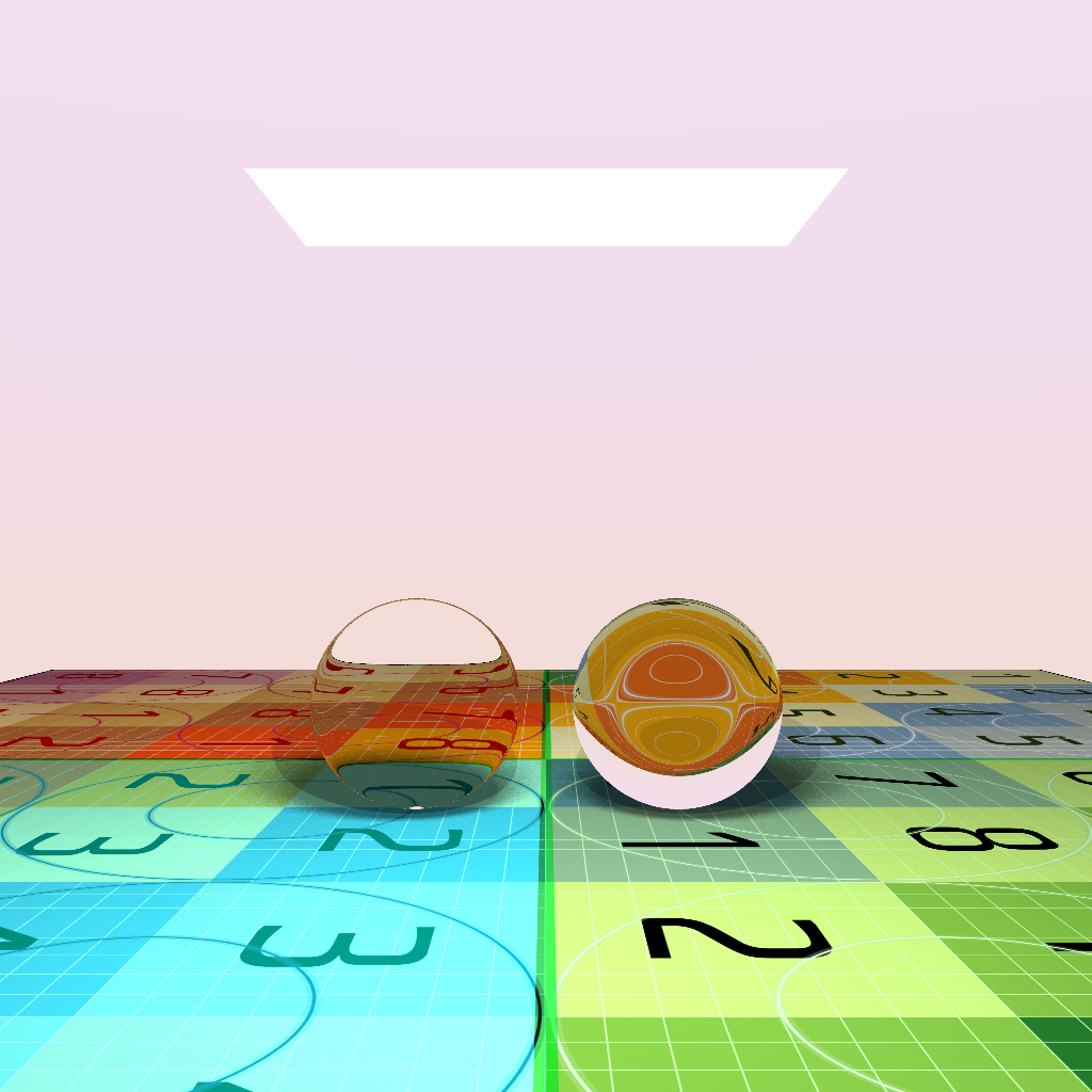 Refractions showing the fresnel effect with path tracing (a) without path tracing (b) with path tracing
