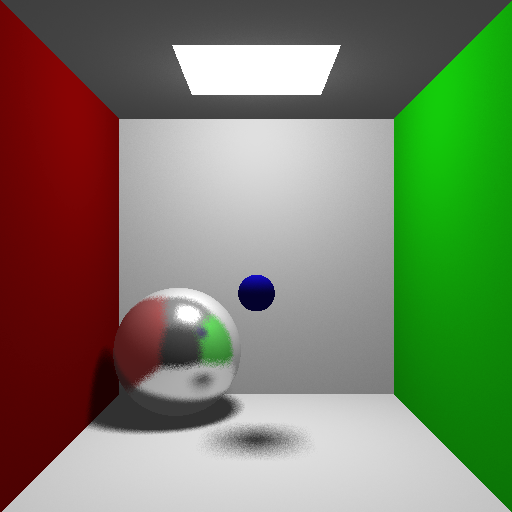 Soft shadows with varying numbers of shadow rays (a) 3 (b) 50