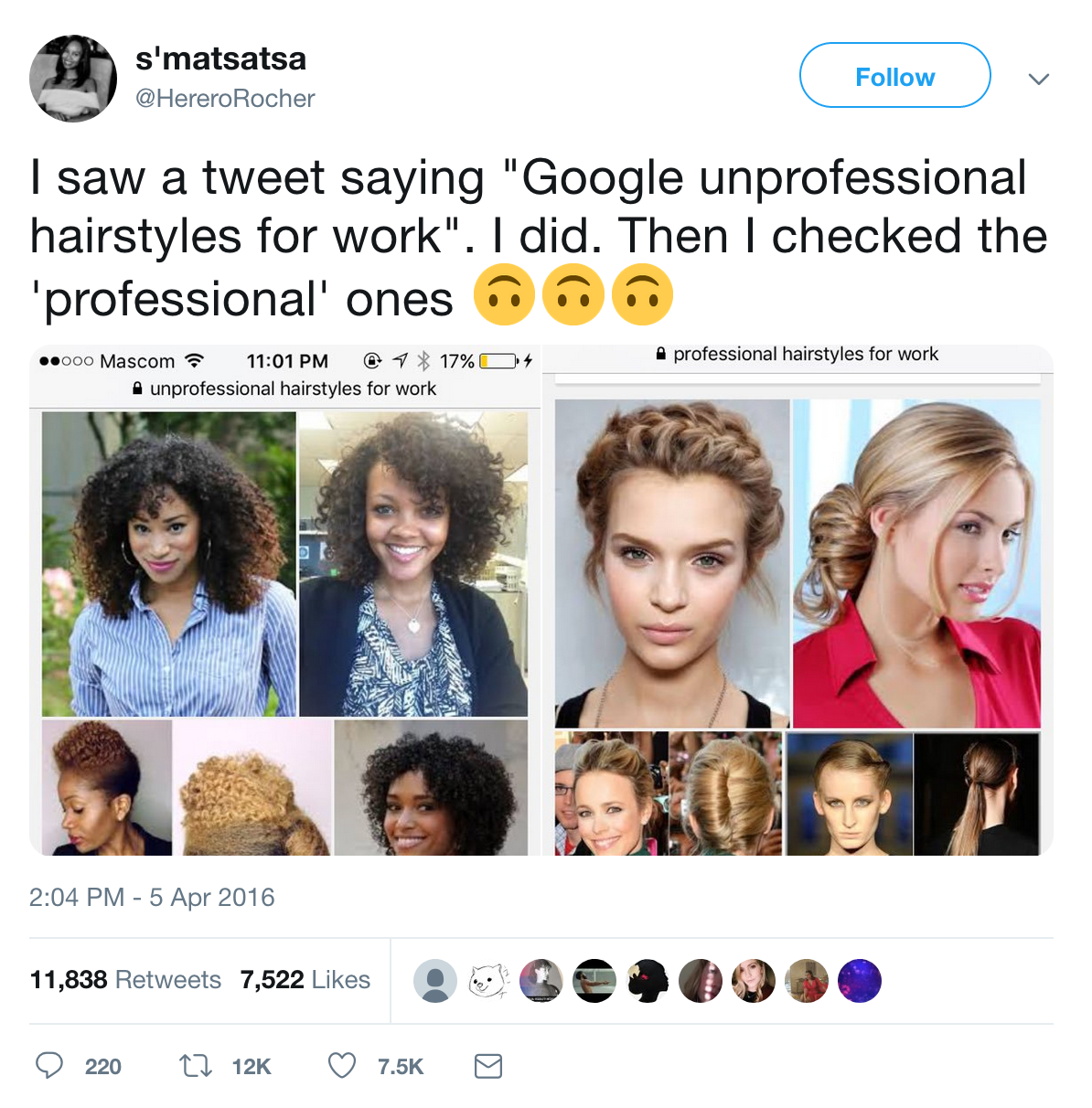 Unprofessional and professional hairstyles accroding to Google Image Search